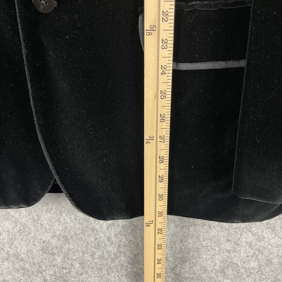 Tre Vero Loro Piana Velvet Blazer Sport Coat Jacket Mens XL 42R Black Peak Lapel - Picture 10 of 16